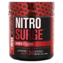 Предтренировочный комплекс термогенный, Shred Thermogenic Pre-Workout Jacked Factory Nitro Surge, вкус вишня, 216 г