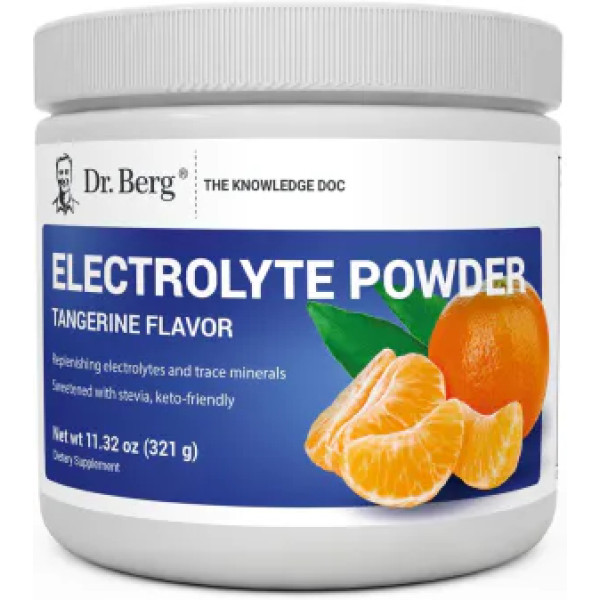 Кето-електроліти, Hydration Keto Electrolyte, Dr. Berg, для приготування напою для гідратації, смак мандарину, порошок, 321 грам