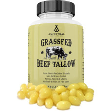 Яловичий жир 3000 мг, підтримка шкіри, кісток, зубів та ясен, Ancestral Supplements Grass Fed Beef Tallow Capsules, 180 капсул