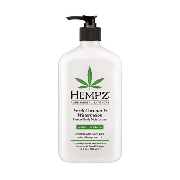 Зволожуюче лосьйон для тіла, свіжі кокос з кавуном, Fresh Coconut & Watermelon Herbal Body Moisturizer, Hempz, 500 мл.