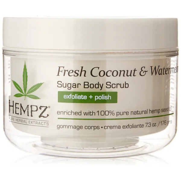 Цукровий скраб, кокос і кавун, Fresh Coconut & Watermelon Herbal Sugar Body Scrub, Hempz, 176 гр.
