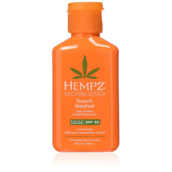 Молочко сонцезахисне зволожуюче для тіла, юдзу і карамбола, Daily Herbal Lotion, SPF 30, Hempz, 66 мл.