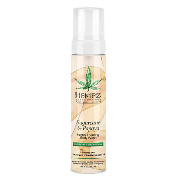 Пінистий гель для душу, цукрова тростина і папайя, Fresh Fusions Sugarcane & Papaya Herbal Foaming Body Wash, Hempz, 250 мл.