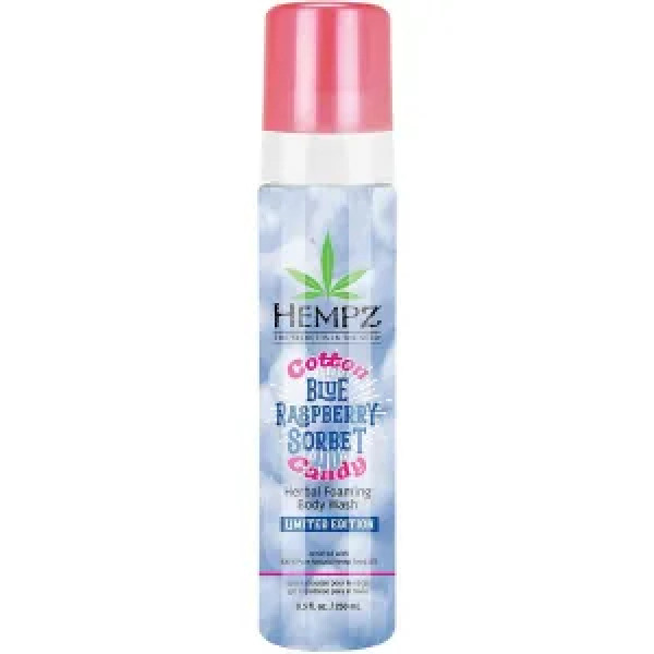 Пінистий гель для душу, сорбе з блакитною малини, Cotton Candy Blue Raspberry Sorbet Herbal Foaming Body Wash, Hempz, 250 мл.