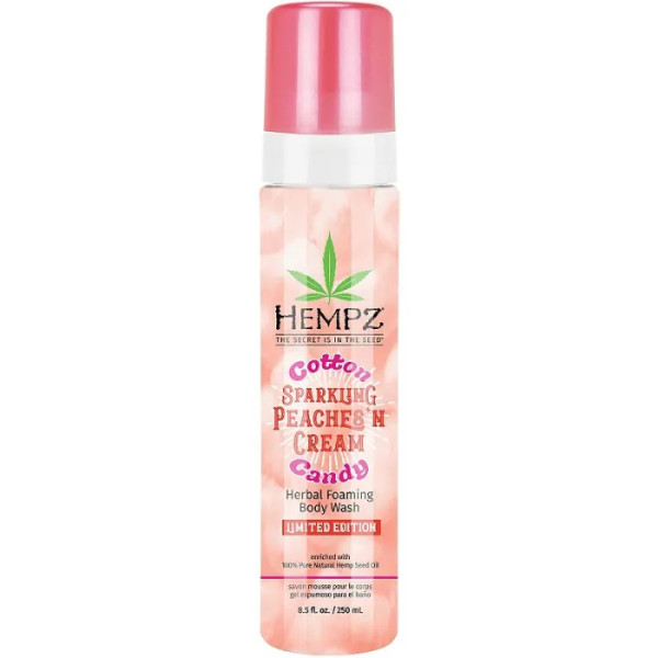 Пінистий гель для душу, персики і вершки, Cotton Candy Sparkling Peaches 'n Cream Herbal Foaming Body Wash, Hempz, 250 мл.