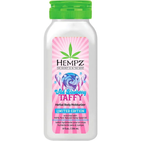 Зволожуюче лосьйон для тіла, Теффі зі смаком чорниці, Body Sweetz Wild Blueberry Taffy Herbal Body Moisturizer, Hempz, 236 мл.