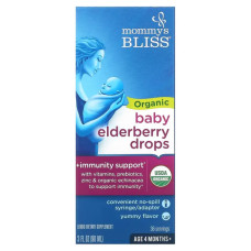Капли бузины для детей органические, Mommy's Bliss Baby Elderberry Drops, 90 мл