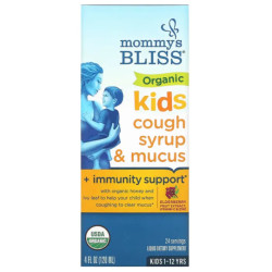 Сироп від кашлю та мокротиння для дітей 1 12 років з бузиною, Mommy's Bliss Kids, Organic Cough Syrup & Mucus + Immunity Support, 120 мл