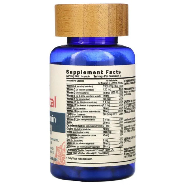 Мультивітаміни для вагітних з пробіотиками, Prenatal Multivitamin + Probiotics, Mommy's Bliss, 45 капсул