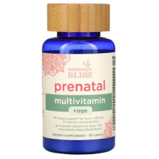 Пренатальные мультивитамины с железом, Mommy's Bliss Prenatal Multivitamin, 45 капсул