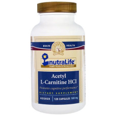 Ацетил-L-карнітин гідрохлорид 500 мг, NutraLife Acetyl L-Carnitine HCI, 120 капсул