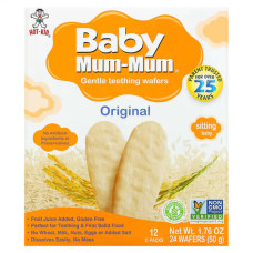 Вафли для прорезывания зубов, Gentle Teething Wafers Hot Kid Baby Mum-Mum, оригинал, 12 упаковок по 2 вафли