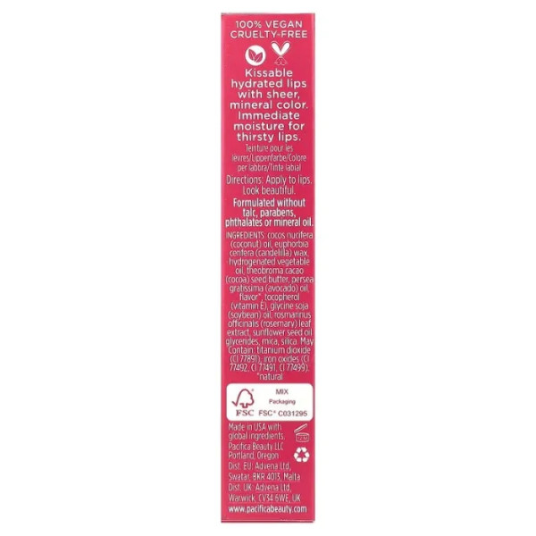 Тінт для губ червоний апельсин, Lip Tint, Pacifica, 4,25 г