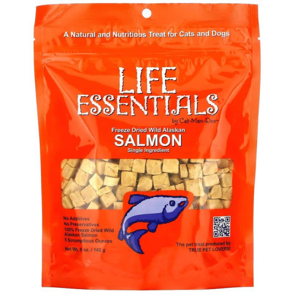 Дикий лосось з Аляски для котів та собак, Freeze Dried Wild Alaskan Salmon, Cat-Man-Doo, Life Essentials, ліофілізований, 142 г
