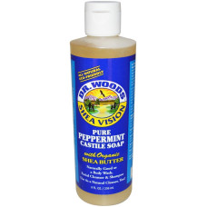 Кастильське мило з перцевою м'ятою та олією ши, Dr. Woods Castile Soap with Peppermint and Shea Butter, 236 мл