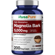 Кора магнолії екстракт 4 до 1, NusaPure Magnolia Bark, 200 капсул