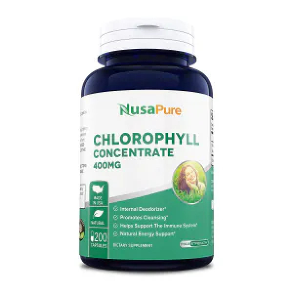 Хлорофіл, концентрат, Chlorophyll Concentrate, NusaPure, 400 мг, 200 капсул