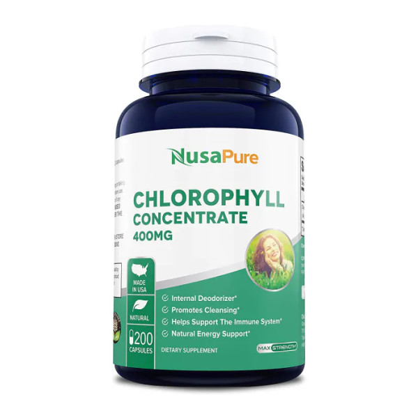 Хлорофіл, концентрат, Chlorophyll Concentrate, NusaPure, 400 мг, 200 капсул