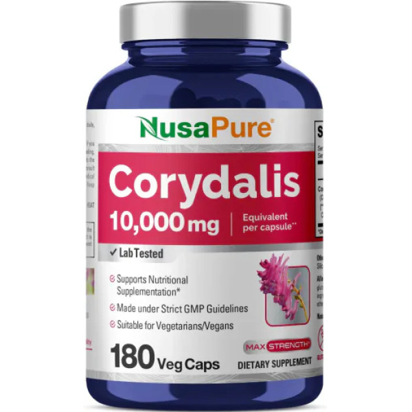 Ряст, Corydalis, NusaPure, екстракт 20:1, 10 000 мг, 180 веганських капсул