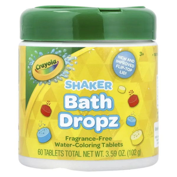 Таблетки для ванни, Shaker Bath Dropz, Crayola, для дітей віком від 3 років, без ароматів, 60 таблеток, 102 г