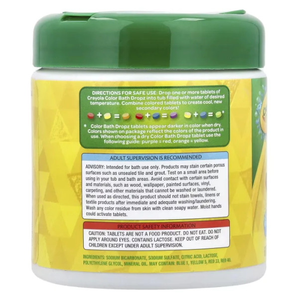 Таблетки для ванни, Shaker Bath Dropz, Crayola, для дітей віком від 3 років, без ароматів, 60 таблеток, 102 г
