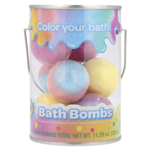 Бомби для ванни, Bath Bombs, Crayola, від 3 років, виноградне варення, лимон, солодка вата та жувальна гумка, з ароматом жувальної гумки, 8 бомб для ванн, 320 г