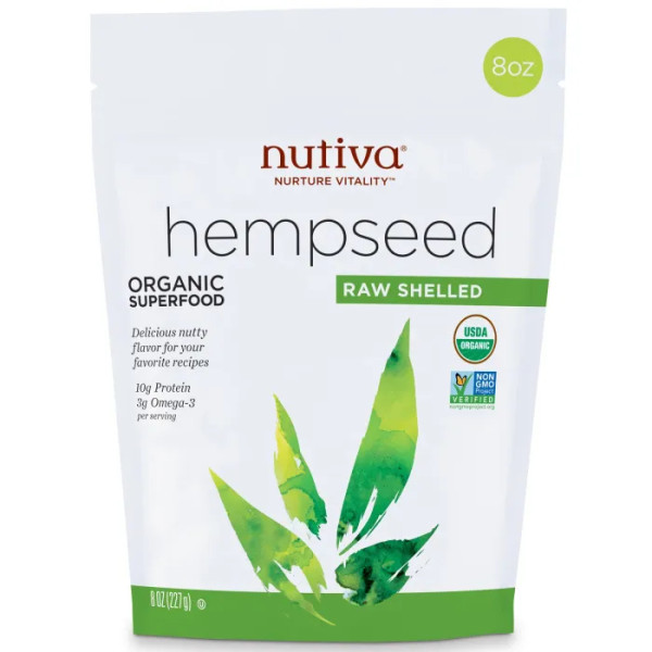 Семена конопли, Hempseed, Nutiva, органик, сырые, в скорлупе, 227 г