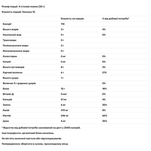 Конопляний протеїн, Hemp Protein, Nutiva, органік, 454 гр