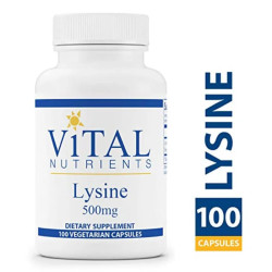Лізин 500 мг, Vital Nutrients Lysine, лікування герпесу, 100 вегетаріанських капсул
