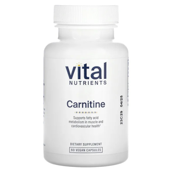 Карнітин, Carnitine, Vital Nutrients, 500 мг, 60 веганських капсул