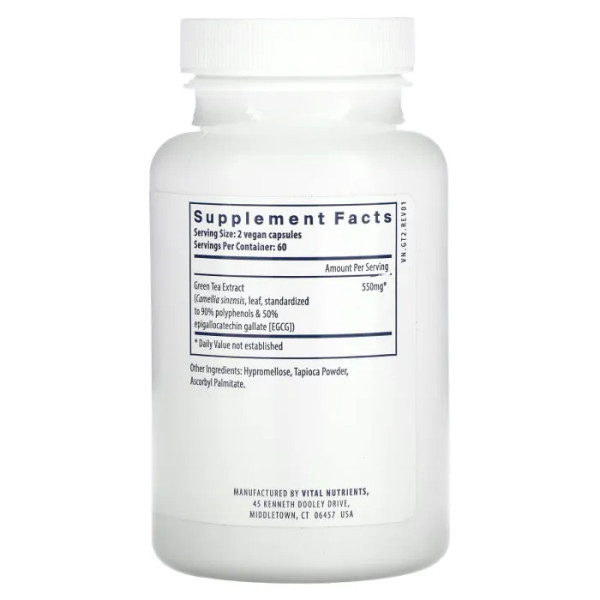Зелений чай, екстракт, Green Tea, Vital Nutrients, 120 веганських капсул