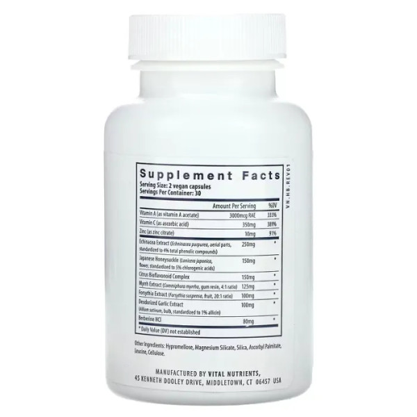 Підтримка імунітету, трав'яна формула, Herbal Biotic, Vital Nutrients, 60 веганських капсул