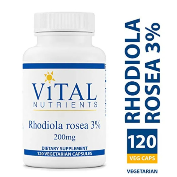 Родіола рожева, екстракт коріння, Rhodiola Rosea 3%, Vital Nutrients, 200 мг, 120 вегетаріанських капсул