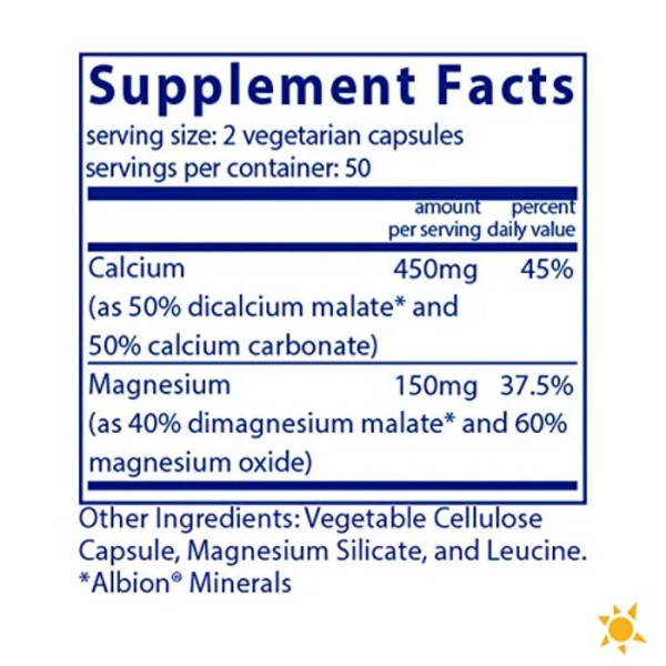 Кальцій і магній, Calcium & Magnesium, Vital Nutrients, 225 мг \/ 75 мг, 100 вегетаріанських капсул