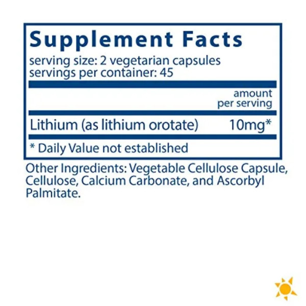 Літій, Lithium (Orotate), Vital Nutrients, 5 мг, 90 вегетаріанських капсул
