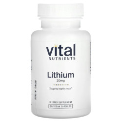 Літій оротат 20 мг, Vital Nutrients Lithium (Orotate), 90 вегетаріанських капсул