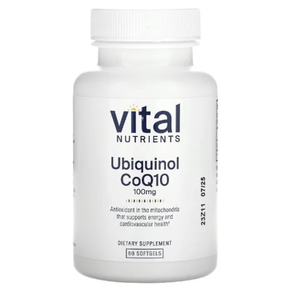 Коензим Q10 (убіхінол), Ubiquinol CoQ10, Vital Nutrients, 100 мг, 60 гелевих капсул