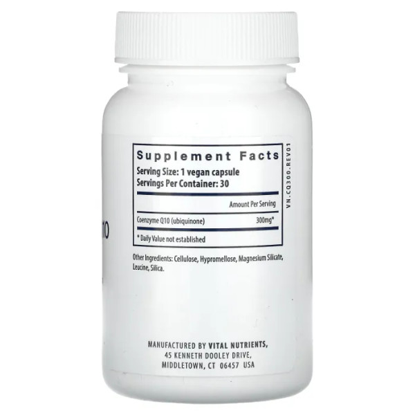 Коензим Q10, CoEnzyme Q10, Vital Nutrients, 300 мг, 30 вегетаріанських капсул