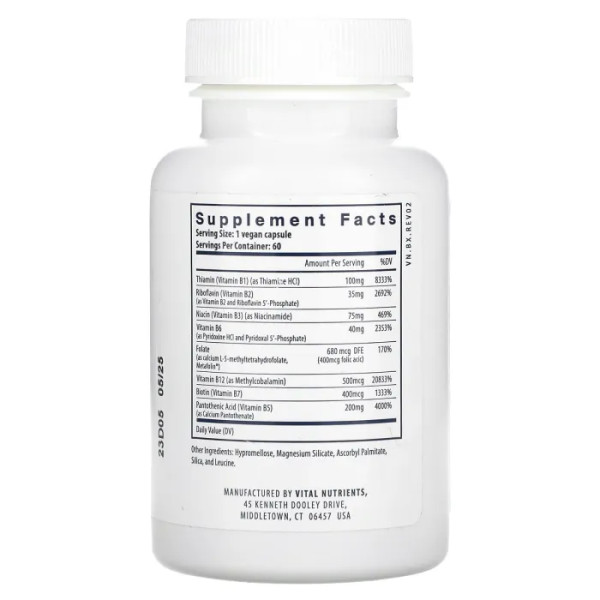 В-комплекс, B-Complex, Vital Nutrients, 60 вегетаріанських капсул