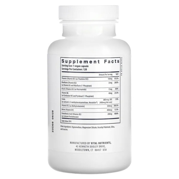 В-комплекс, B-Complex, Vital Nutrients, 120 вегетаріанських капсул