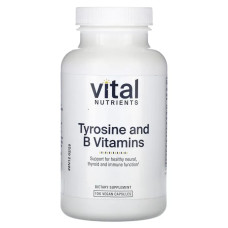 Тирозин та вітаміни групи B, Vital Nutrients Tyrosine and B-Vitamins, 100 веганських капсул