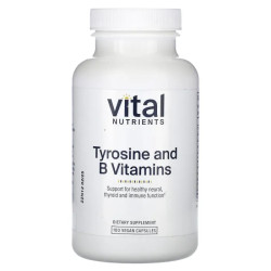 Тирозин и витамины группы B, Vital Nutrients Tyrosine and B-Vitamins, 100 веганских капсул