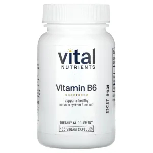 Вітамін В-6, Vitamin B6, Vital Nutrients, 100 веганських капсул