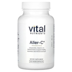 Средство от аллергии, респираторная и синусная поддержка, Vital Nutrients Aller-C, 100 веганских капсул