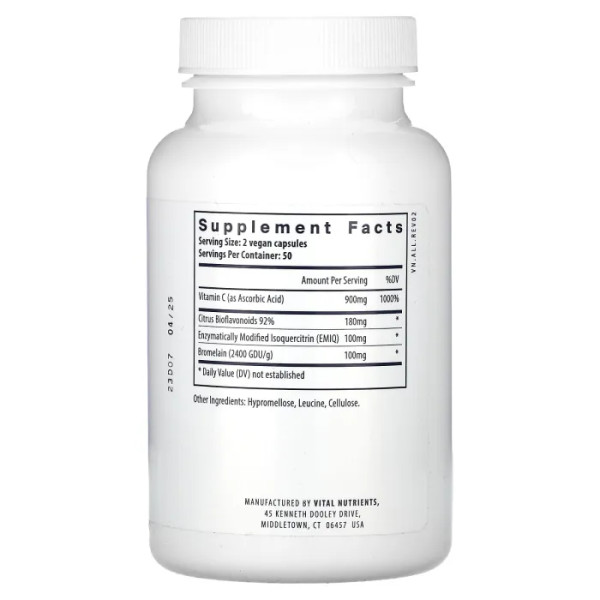 Засіб від алергії, респіраторна та синусова підтримка, Aller-C, Vital Nutrients, 100 веганських капсул
