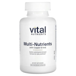 Мультивитамины и минералы цитрат/малат с медью и железом, Vital Nutrients Multi-Nutrients 4, 180 вегетарианских капсул