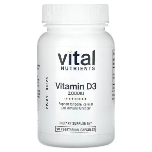Вітамін D-3, Vitamin D3, Vital Nutrients, 2000 МО, 90 вегетаріанських капсул