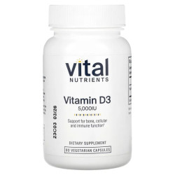 Витамин D3 5000 МЕ, Vital Nutrients Vitamin D3, 90 вегетарианских капсул