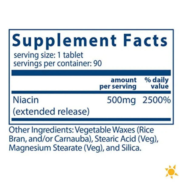 Ніацин, Niacin, Vital Nutrients, 500 мг, 90 таблеток