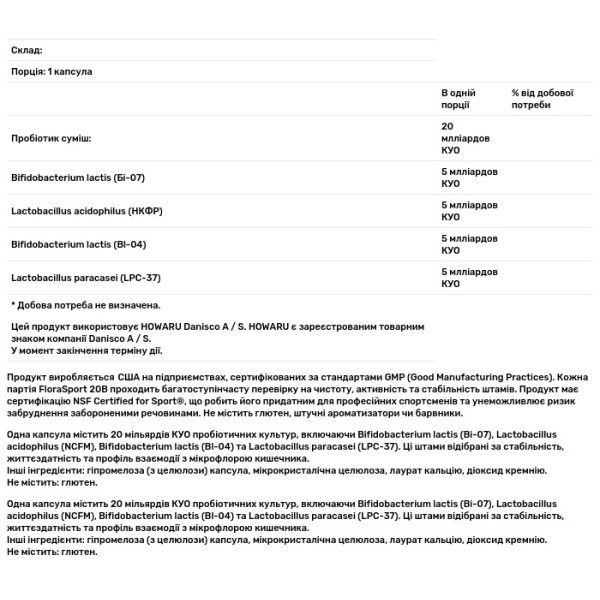 Пробіотики, FloraSport 20В, Thorne, 30 капсул